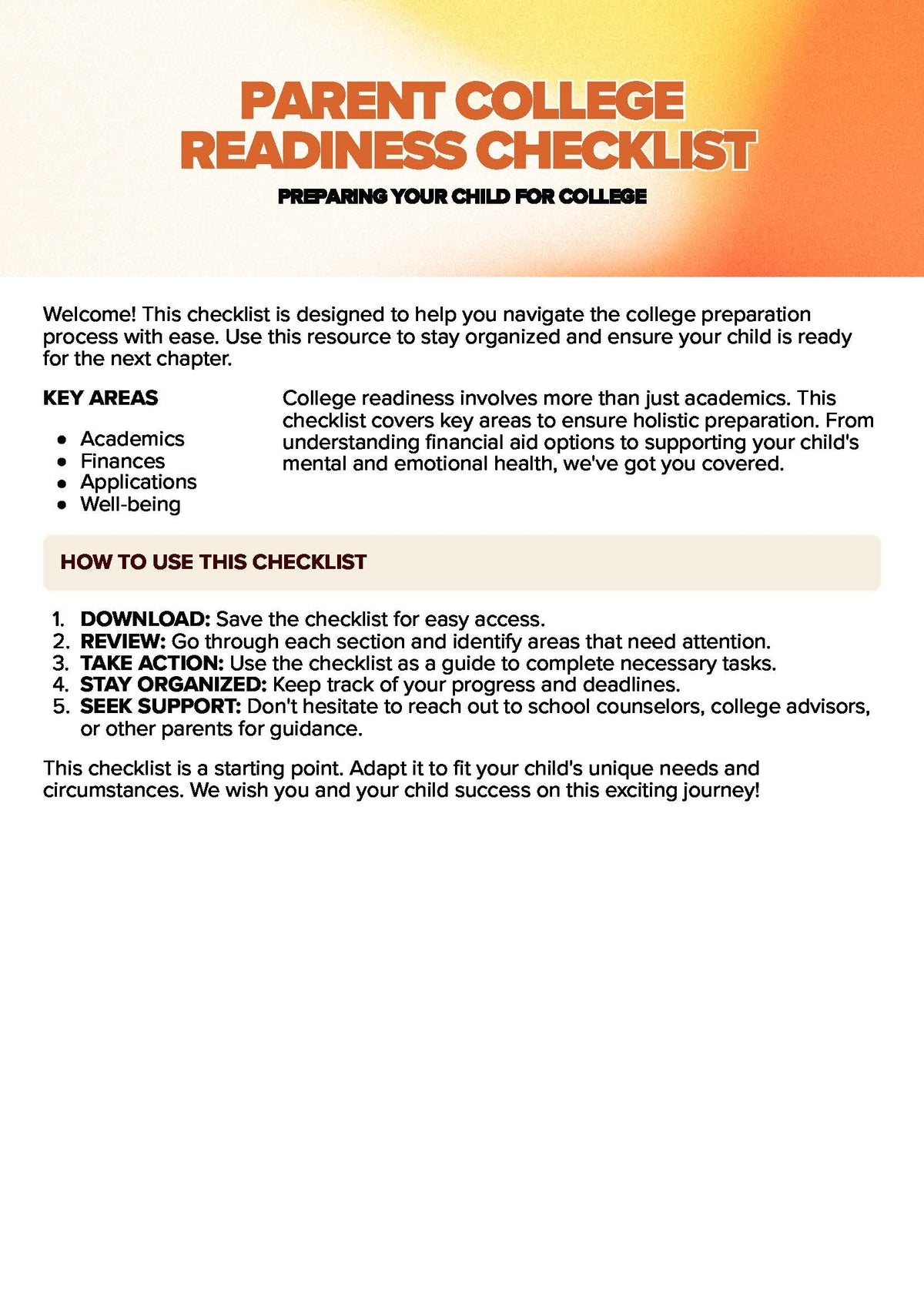 10th Grade – Sophomore Parent Guide & Checklist